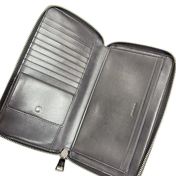 Auth COACH Double Zip Travel Organizer F66562 Dark Brown Black PVC Leather - - Picture 5 of 7